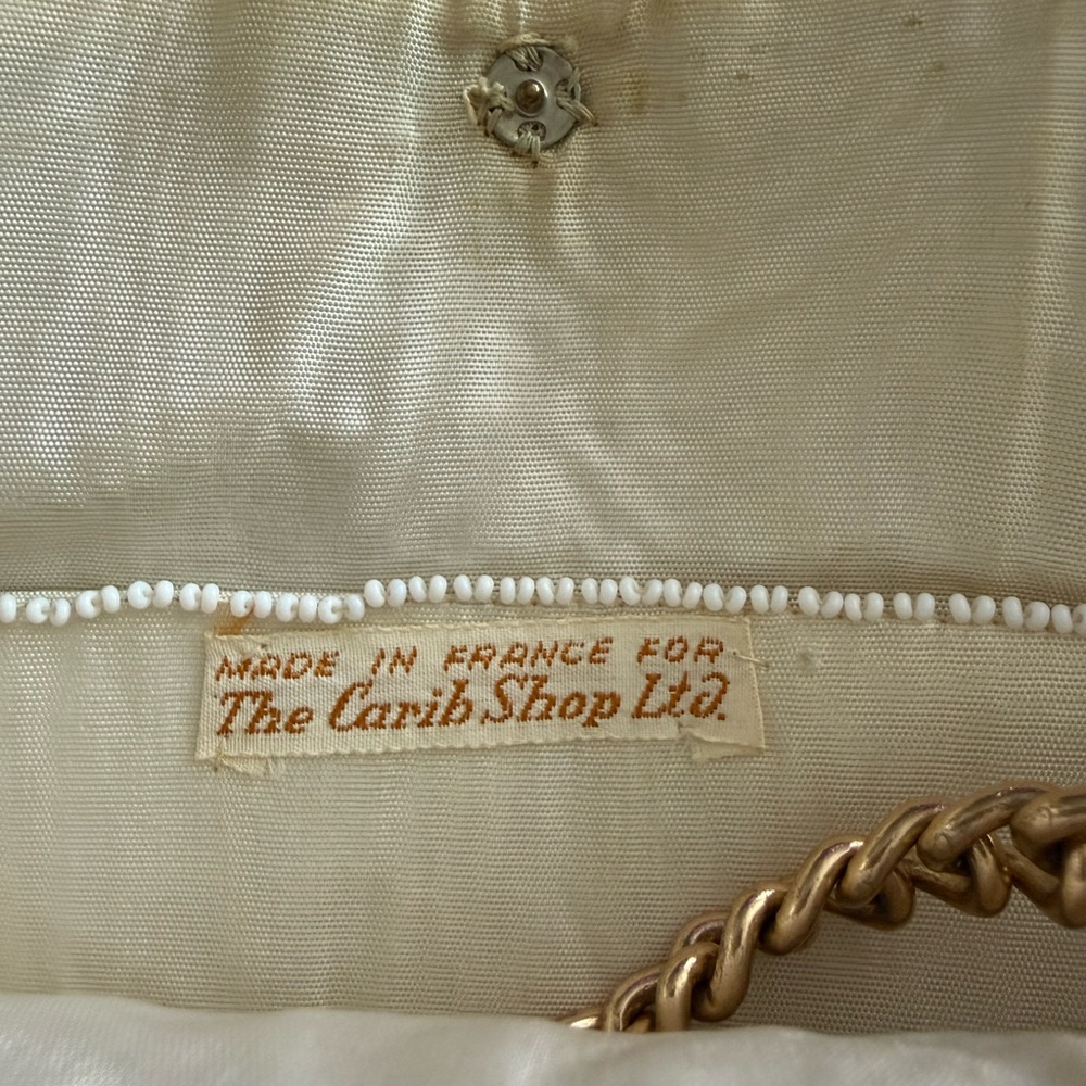 Vintage Cream Embroidered Intricate Shoulder Bag Made in France The Carib Shop - Picture 3 of 6